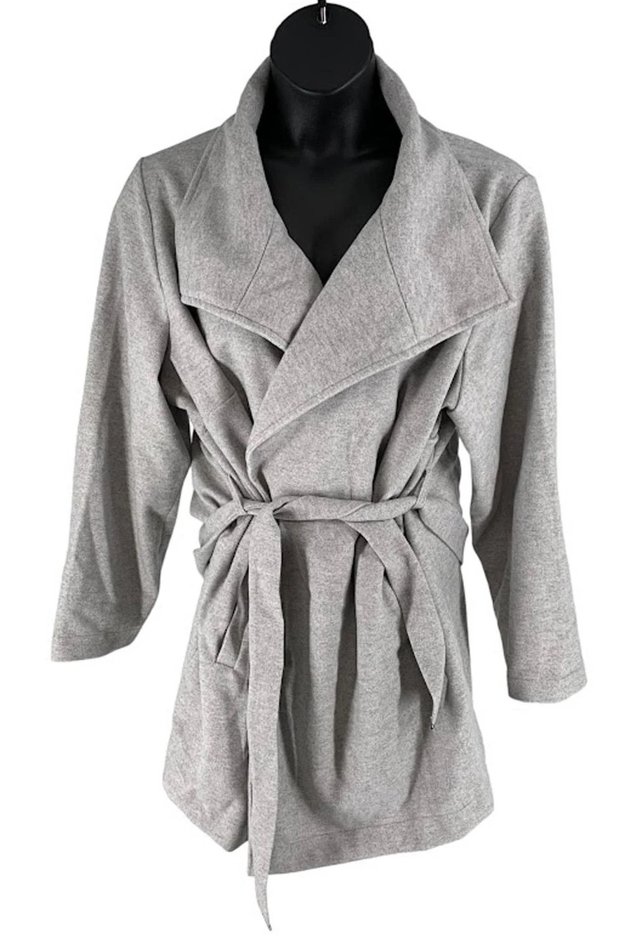 Belle by Kim Gravel Wool Blend Belted Topper Coat Grey - Regular